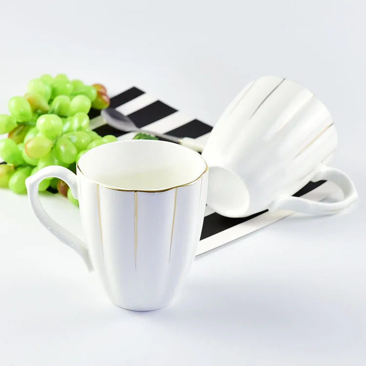 300ml Bone Ceramic Phnom Penh Silver Border Mug China Relief Moonlight Cup Office Gift Coffee Milk Tea Cup With Handle