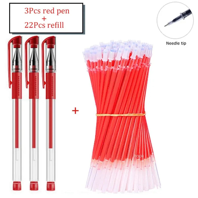 7/35 PCS Gel Pen Set School Supplies Black Blue Red Ink Color Ballpoint Pen Kawaii Pen Writing Tool School Office Stationery