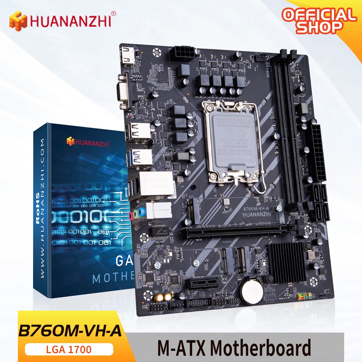 HUANANZHI B760M VH A M-ATX DDR4 Motherboard Support 12 13 Gen B760 Intel LGA 1700 CPU 12100F 12400F 12490F 12600F 12700F 13600F