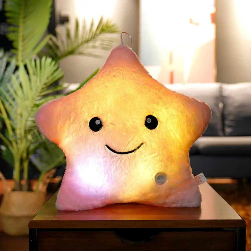 Luminous Star Pillow Stuffed Plush Glowing Colorful Stars Cushion Led Light Toys Gift Creative Toy For Kids (Exclude Battery)
