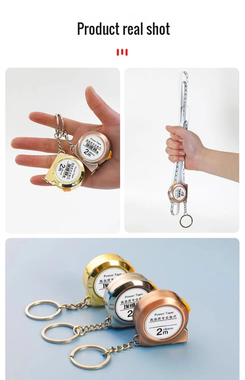 Portable mini tape measure Small household measuring tape retractable 2m Mild steel key chain tape measure Mini measuring tools