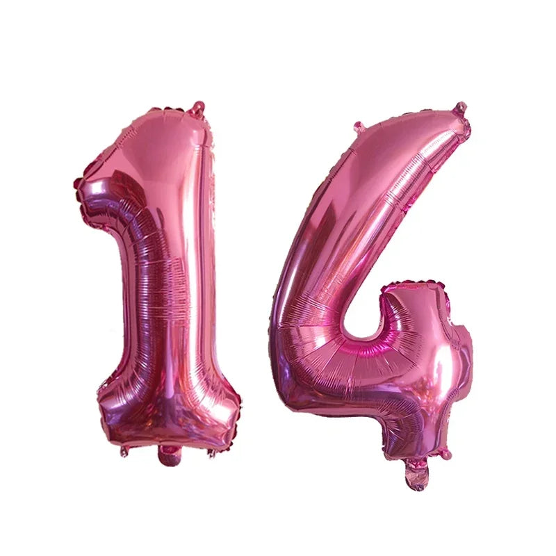2Pcs 32 Inch Gold Silver Black Blue Red Helium Foil Number Balloon 10 11 12 13 14 15 Happy Birthday Party Decoration Supplies