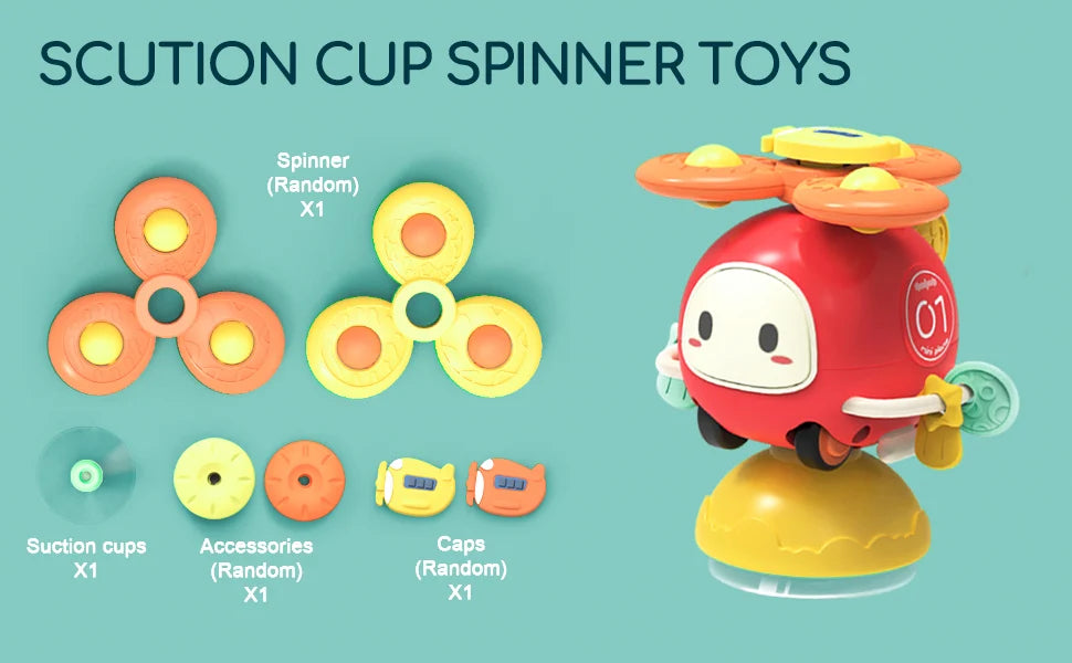 Suction Cup Spinner High Chair Baby Toys 6 12 Months Rotating Rattle Sensory Toys for Babies Educational Games Toy 1 2 3 Years