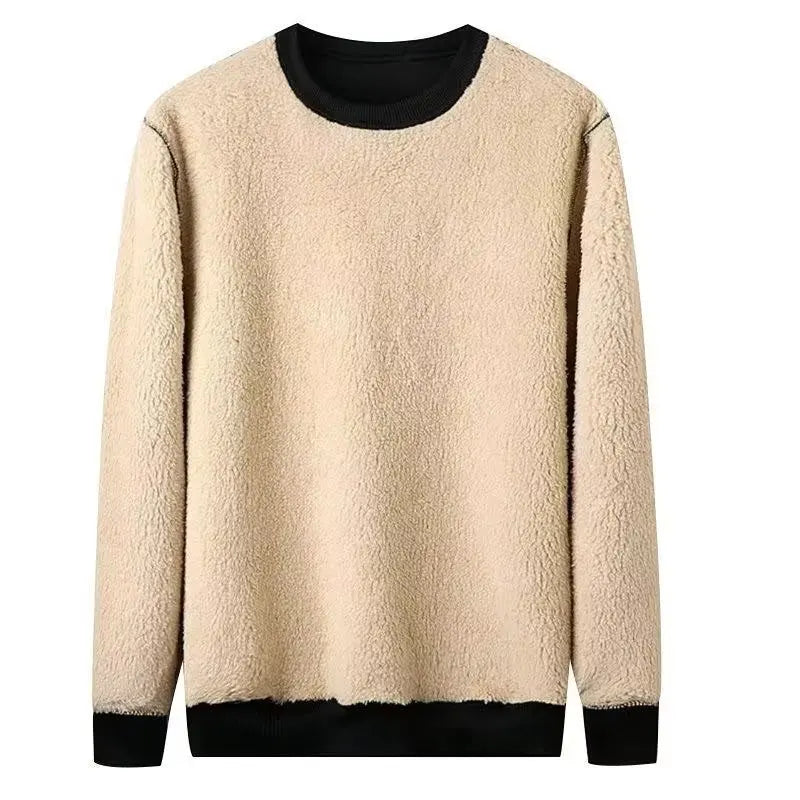 Men's New Winter Warm Fleece Lined T Shirt Thick Crew Neck Solid Basic Pullover Sweatshirt Thermal Comf Underwear Tops Clothing