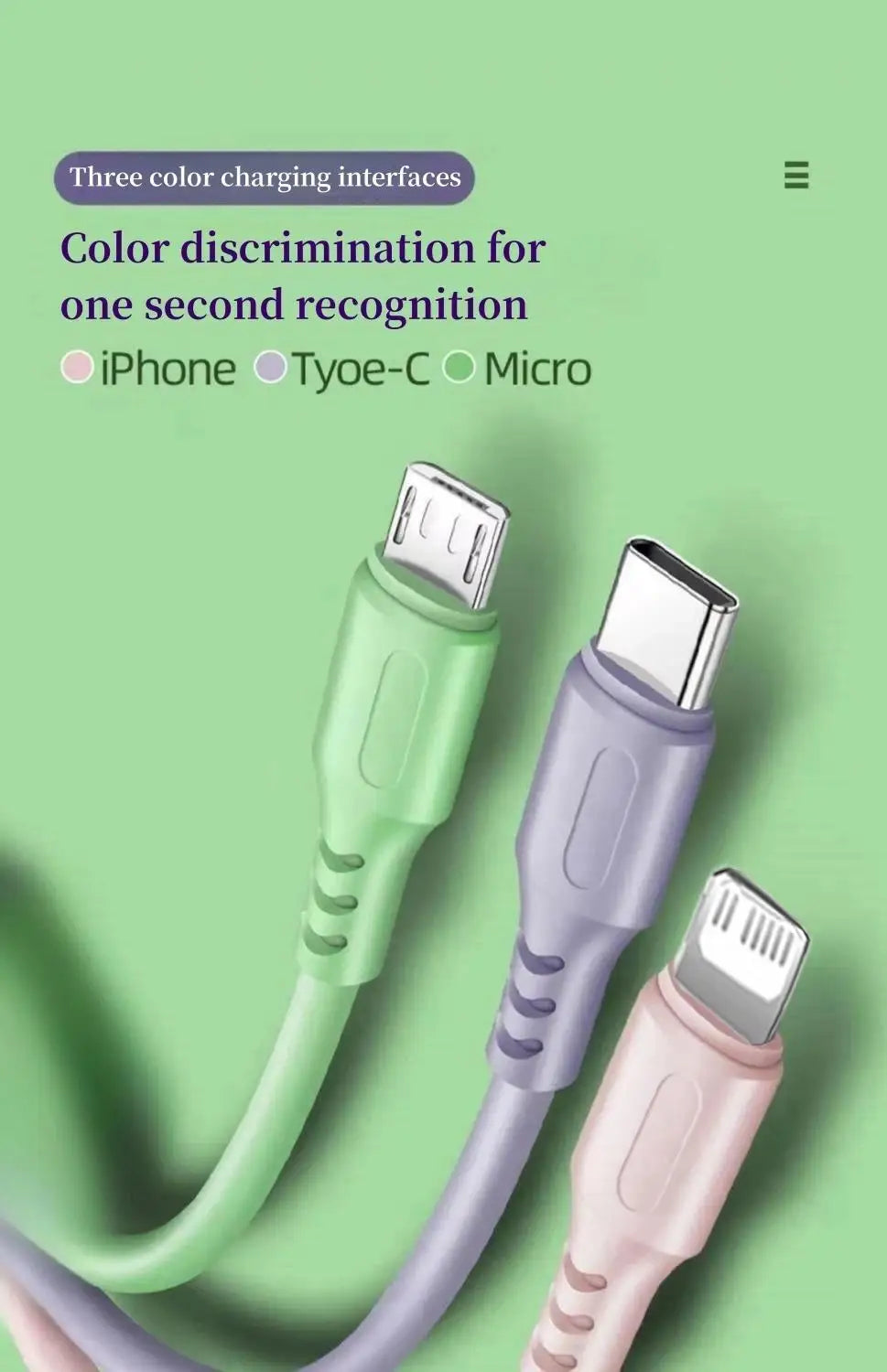 3 In 1  Fast Charging Cable For iPhone15 14 13 12 11 X Pro Max Micro USB Type-C Phone Charger USBC Data Cable