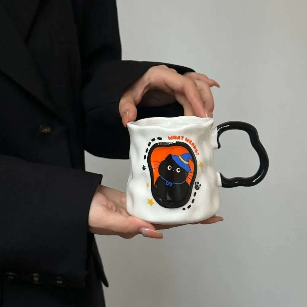 Irregular Cat Ceramic Mug, Birthday Gift Cup for Girlfriends and Girls, Creative Party Souvenir Gift Box Packaging Drinkware
