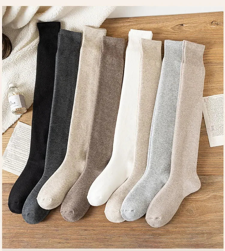 Cashmere Tall Socks Women's Fuzzy-Lined Plush Cozy Winter Hosiery Leg Covers Over-Knee Socks Bestseller Warm Thick Stockings