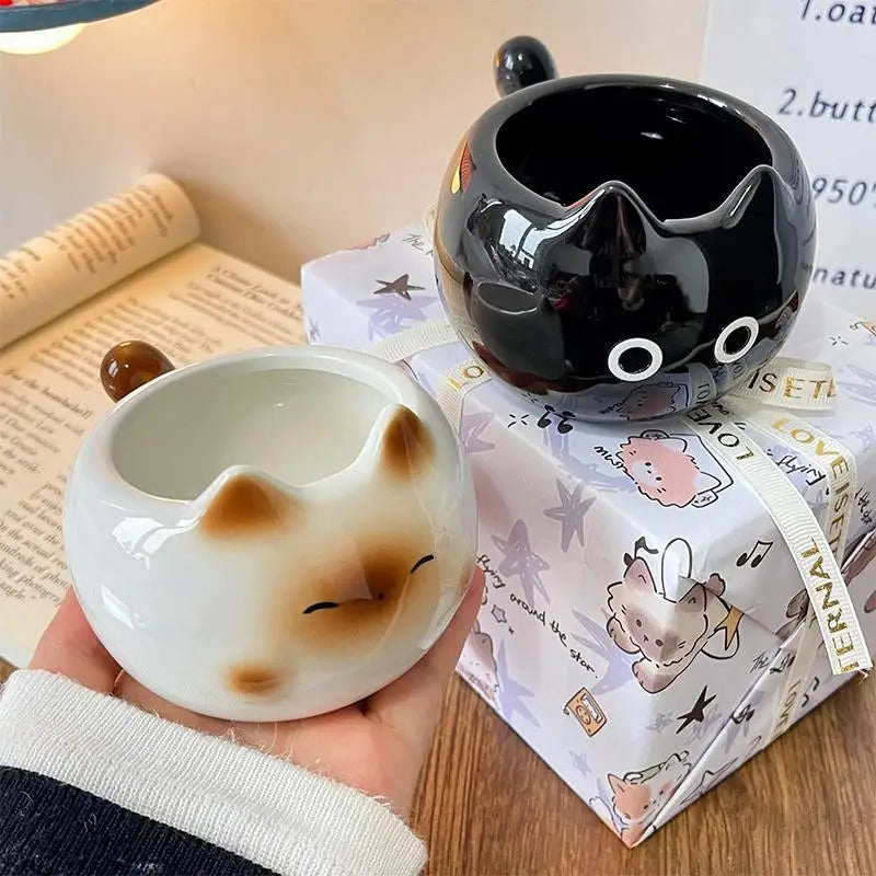 210ml Ceramic Mug Cartoon Siamese Cat Coffee Cup Underglaze Colored Cat Water Cup Home Breakfast Milk Coffee Mug Birthday Gift