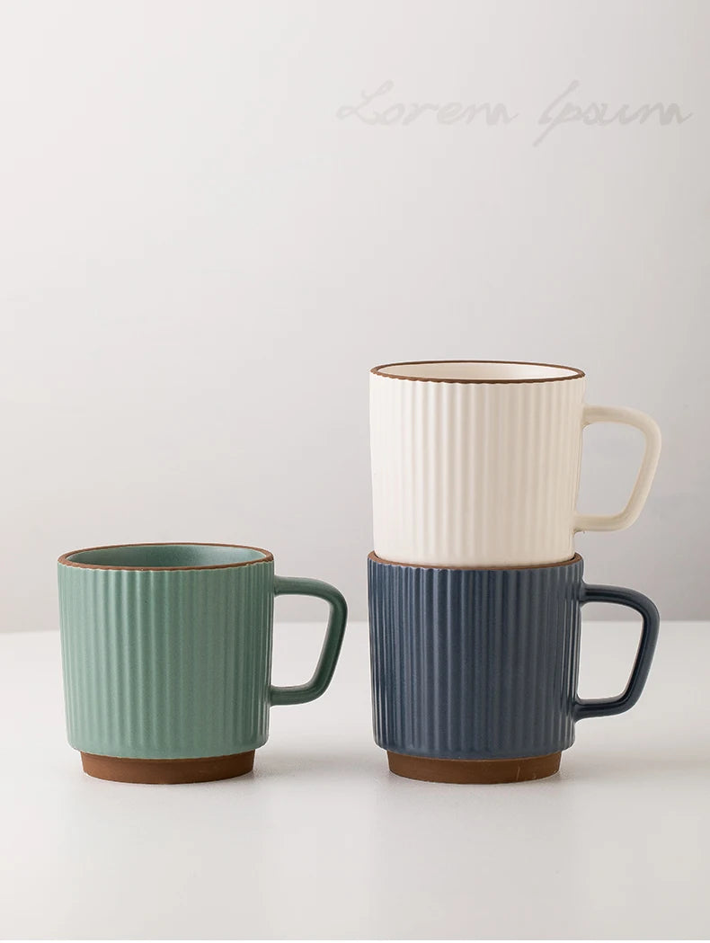 2PCS 250ML Antique Relief Mug Ceramic Water Cup Coffee Cup Household Water Cup Coffee Shop Milk Cup