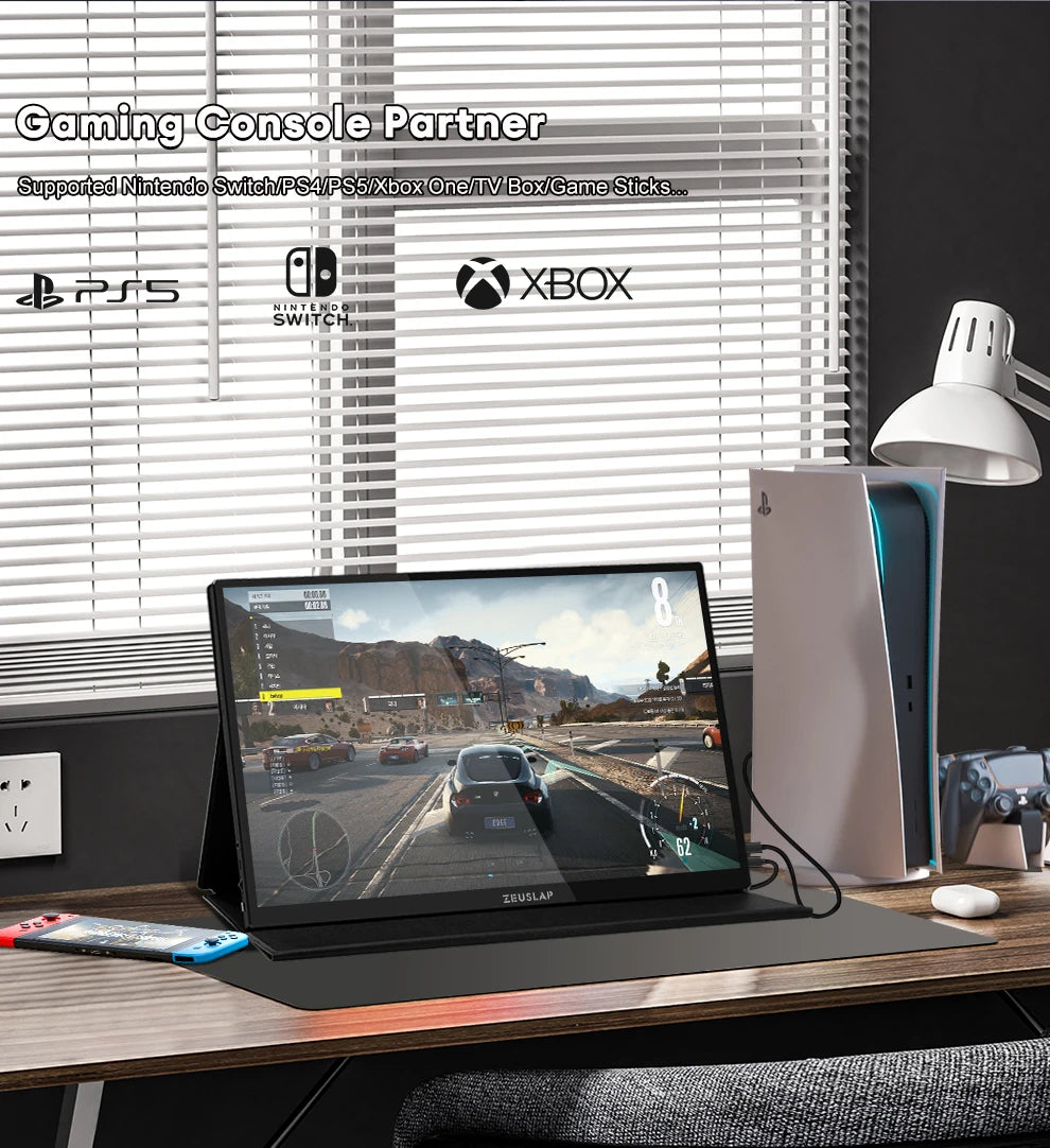 ZEUSLAP 16" 2.5K 144hz Touch Screen Portable Monitor 2560*1600 100%sRGB 500Cd/m² Travel Display for Laptop Computer