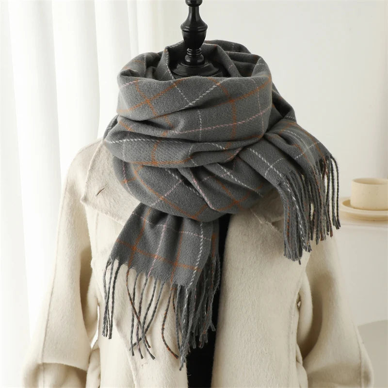 Warm Cashmere Blanket Women Travel Winter Scarf Fashion Plaid Pashmina Thick Shawl Wraps With Tassel Casual Bufanda Poncho New
