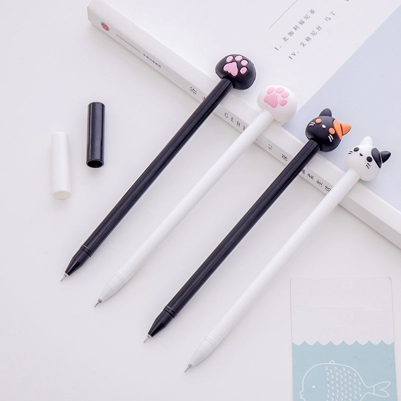 10pcs/batch Kawaii Cat Gel Signature Pen Cute Claw  Stylos Black Ink for Hand Account Writing Stationery Office School Supplies