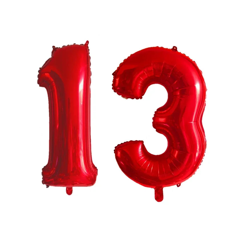 2Pcs 32 Inch Gold Silver Black Blue Red Helium Foil Number Balloon 10 11 12 13 14 15 Happy Birthday Party Decoration Supplies