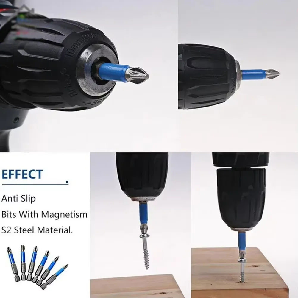 Magnetic Screwdriver Bit Set PH1 PH2 PH3 PZ1 PZ2 PZ3 Anti-skid 1/4 Hexagonal Shank Suitable for hand drill tools Accessories Par