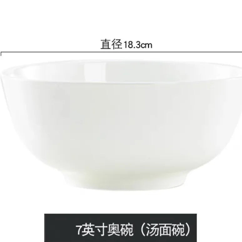 Tangshan Bone Porcelain Series Tableware, Various Type Bowls, Microwave Ovens, Household Hotels, Pure White Simple Rice Bowls