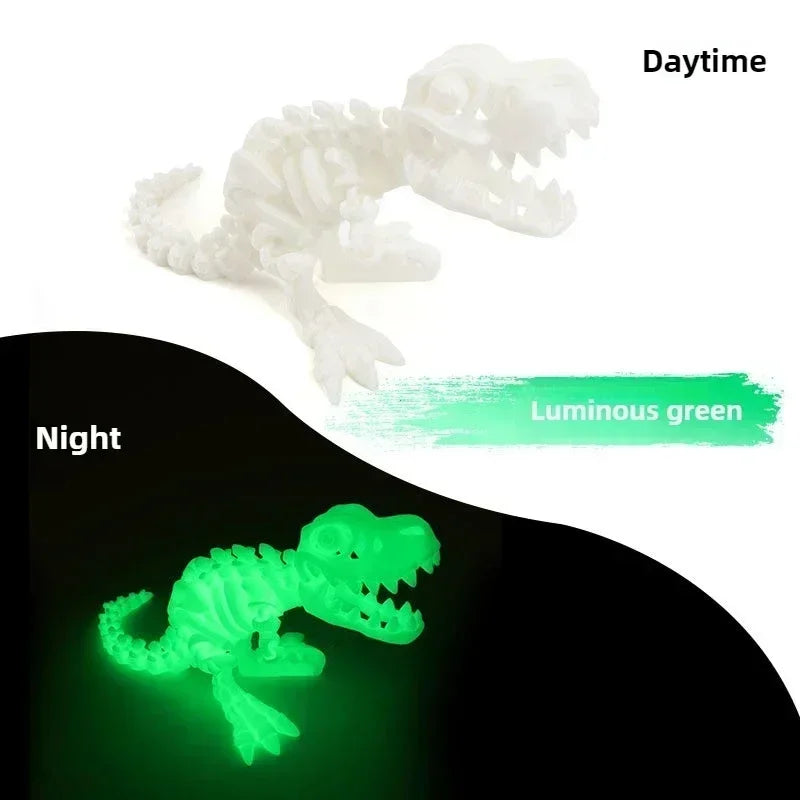 3D Printed Dragon Set Crafts Model Decoration Fidget Toy Rotatable Tyrannosaurus Rex Skeleton Dinosaur Gift for Birthdays