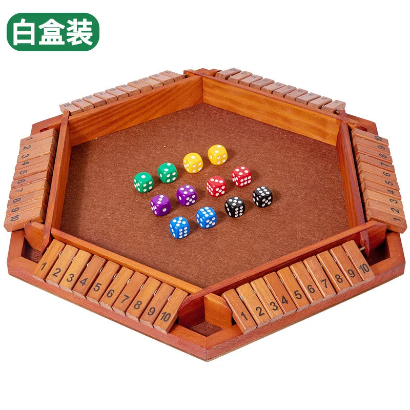 Wooden Dice Board Game Shut The Box for 4-6 Players Flaps & Dices Game Parent-children Interaction Family Entertainment   Party