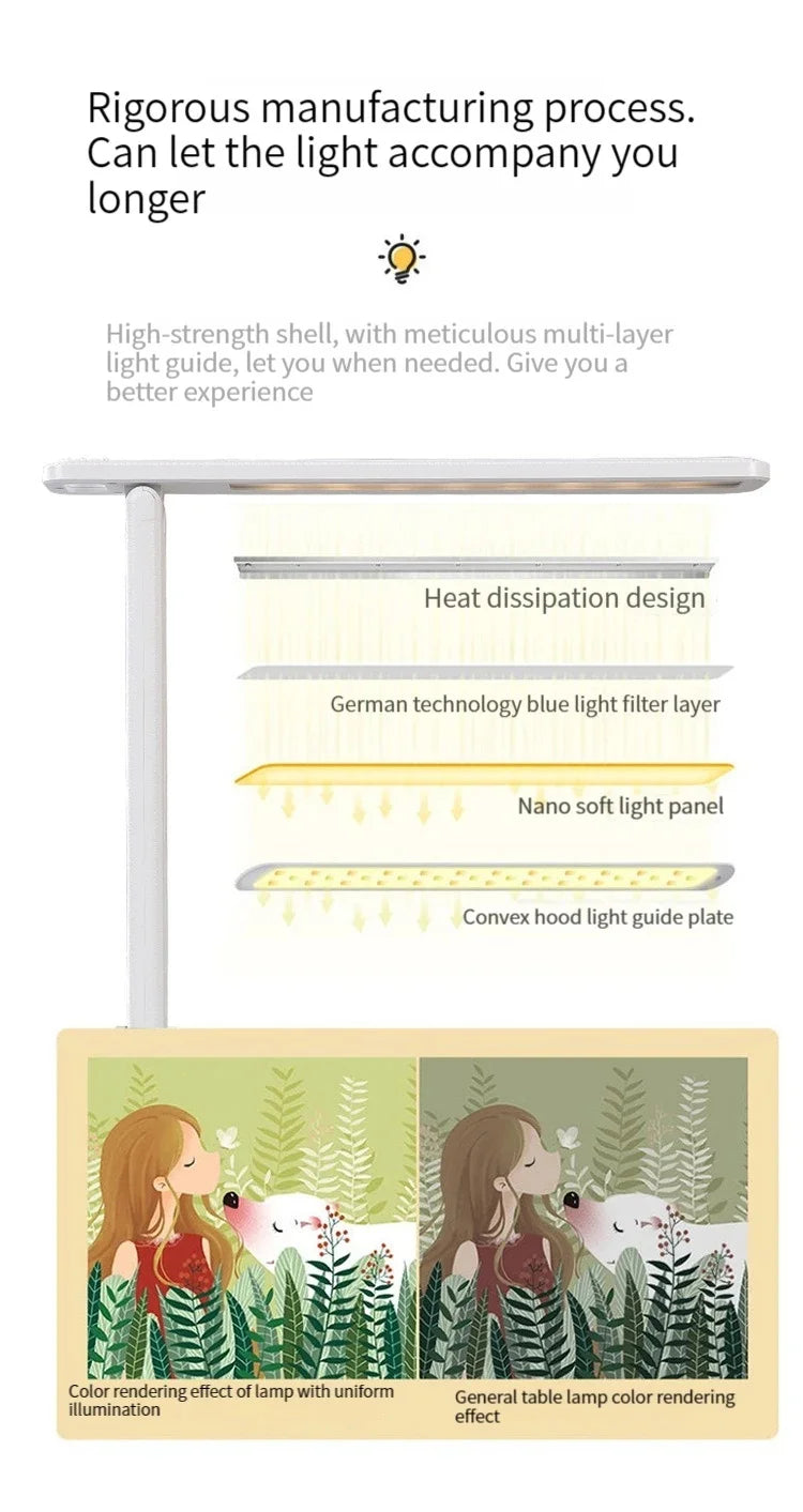 Folding Table Lamp Eye Protection Touch Dimmable LED Desk Lamp Bedroom Bedside Study Student Reading USB Plug-in Night Light