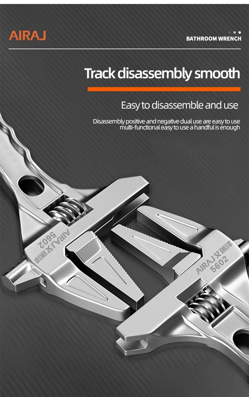 AIRAJ 5602 Bathroom Adjustable Wrench, Small Space Multifunctional Wrench, Bathroom PipeNut Removal Tool