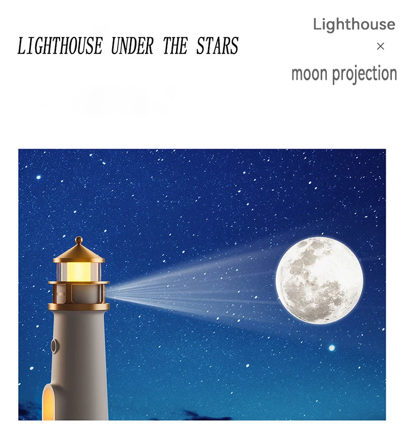 Floating Moon Lamp Projection Lighthouse Lamps Night Light Remote Control Bluetooth Speakers Motion Sensor Light Room Decor Gift