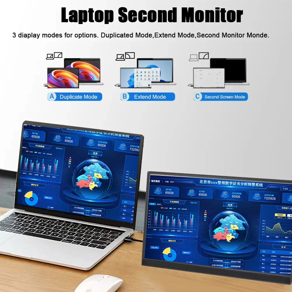 Protable Monitor 11.6/13.3 Inch 1366x768 60Hz Secondary Monitor With Hidden Bracket Compatible HDMI for Laptop Computer Display