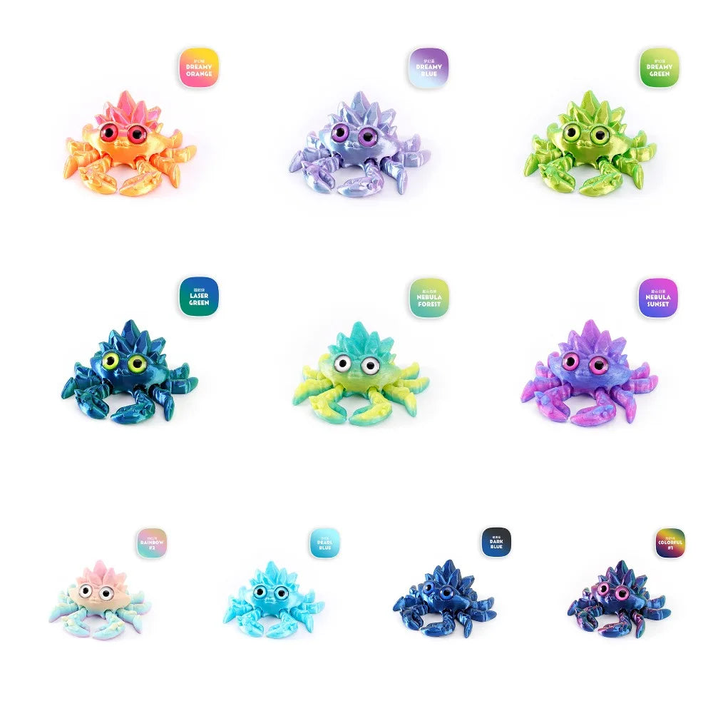3D Printed Crystal Gems Crab Toys Joint Movable Model Novelty Animals Toy Anti-stress Figurine Miniature Desk Ornaments Birthday