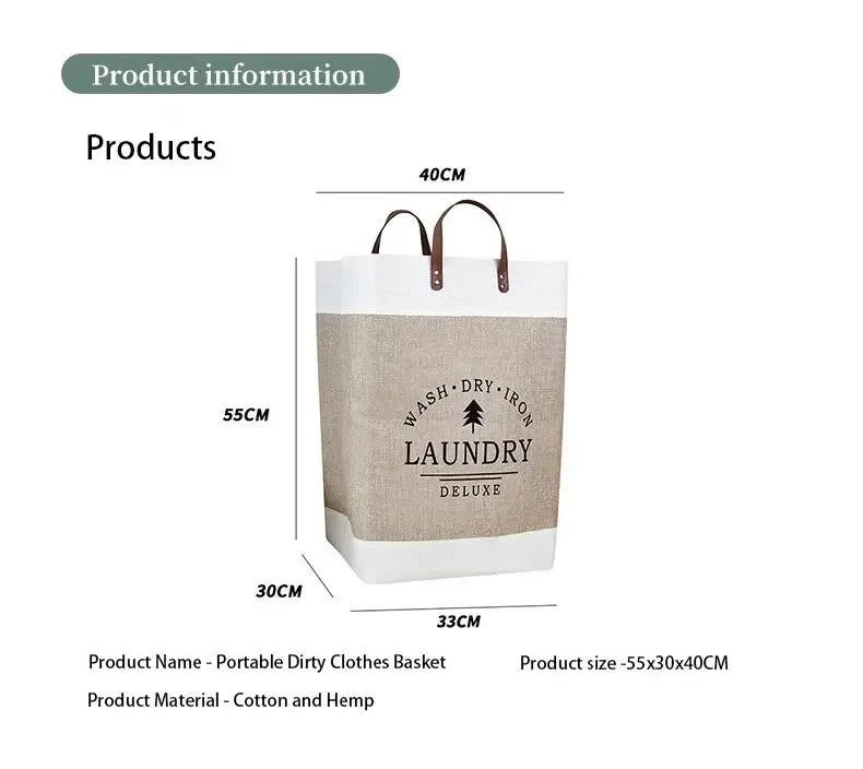1Pc Large Capacity Laundry Basket Dirty Clothes Basket Fabric Laundry Basket Folding Storage Basket Household Storage Box