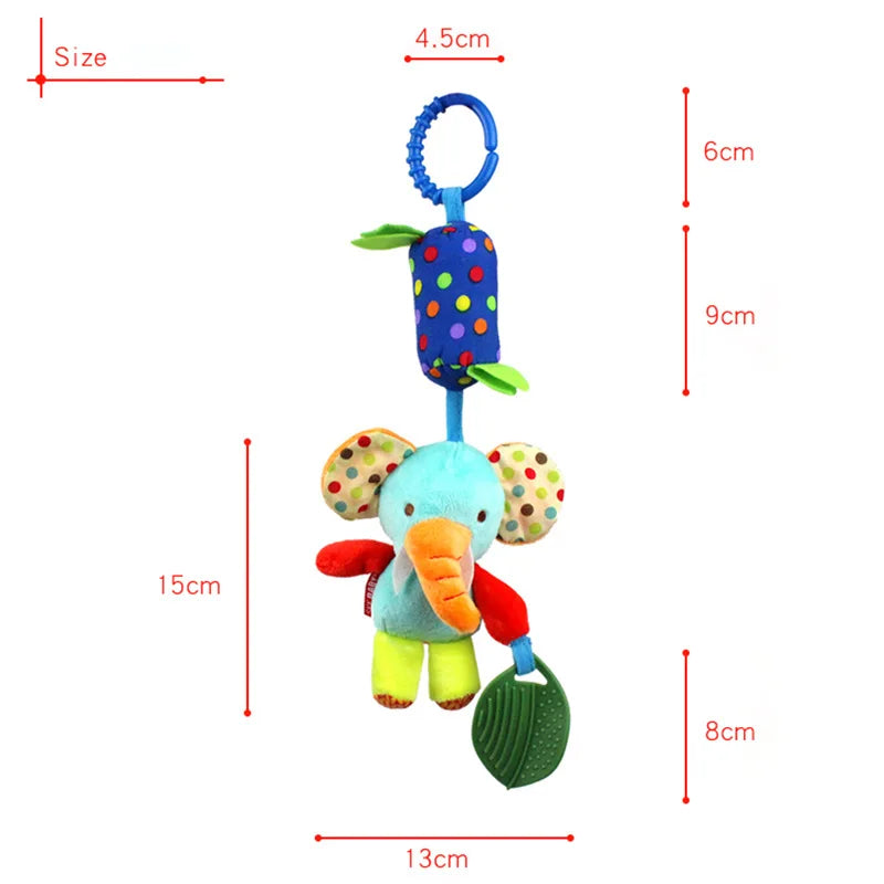 Baby Stroller Hanging Toys 0 12 Months Bell Teether Animal Wind Chime Bed Hanging Baby Rattles Plush Stroller Toys For Newborn
