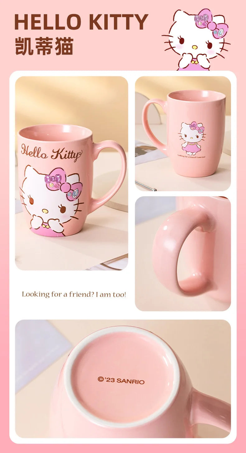 Miniso Sanrio Ceramic Mug Large Capacity 600ml Kuromi Cinnamoroll My Melody Coffee Milk Cup Couple Cup Drinkware Gifts