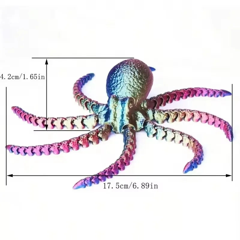 1PC 3D Printed Octopus Figurine Vibrant Jointed Body Decorative Toy for Bookshelf Living Room Office Cabinet Tabletop