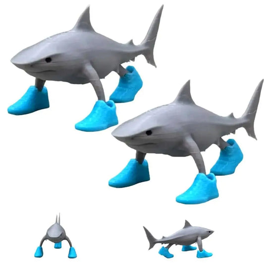 Desk Decor Wear Shoes Sharks 3D Printed Collectible Shark Figurine Toy Shark in Sneakers Statue Shark Meme Figurines