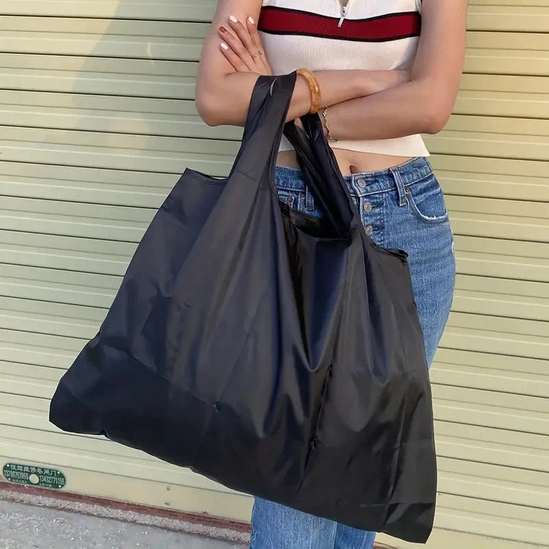 Large Capacity Foldable Portable Supermarket Environmentally Friendly Shopping Grocery Bag, Waterproof Shoulder Storage Bag