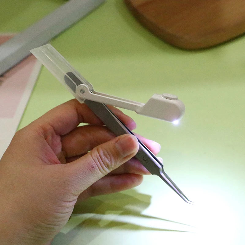 1PC Led Acne Needle Tweezers Blackhead Blemish Pimples Removal Pointed Bend Gib Head Face Care Tools Comedone Acne Extractor