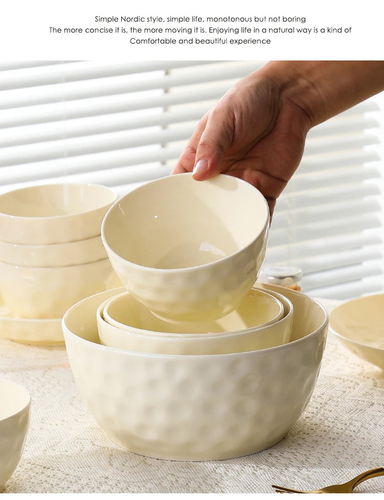 Household Solid Ceramic Rice Bowls 4.5 inch New Soup Tableware Cream Style Green Creative Underglaze Colour Instant Noodles Bowl