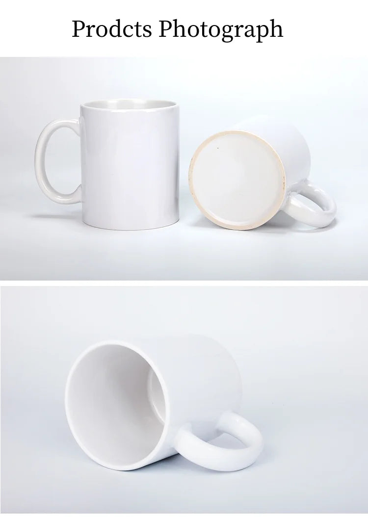 Sublimation Blank Ceramic Mugs White Porcelain Plain 11Oz Coffee Milk Mug Heat Transfer Cup For Print Logo Custom Mom Dad Gift