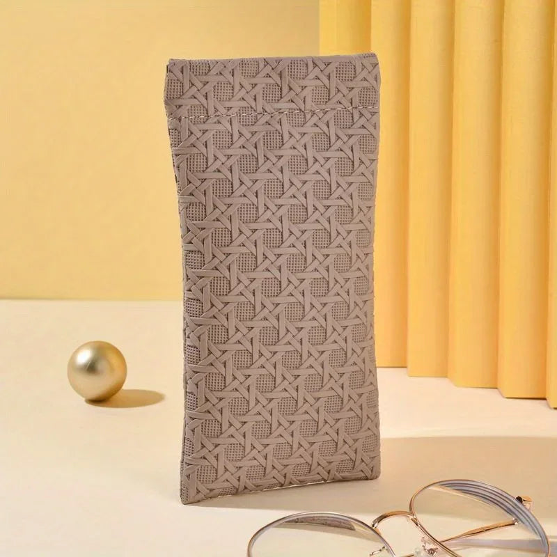 Portable Squeeze Top Sunglass Case - Leather Soft Sunglasses Case Easy To Use Eyeglasses Case Pouch