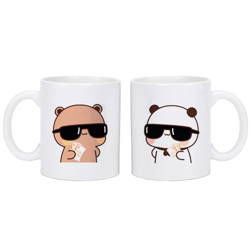 Panda Bear Bubu Dudu Coffee Milk Cup Mocha Cat Panda Bear Couple Christmas Mug Kawaii Cups Original Mugs Drinkware Birthday Gift