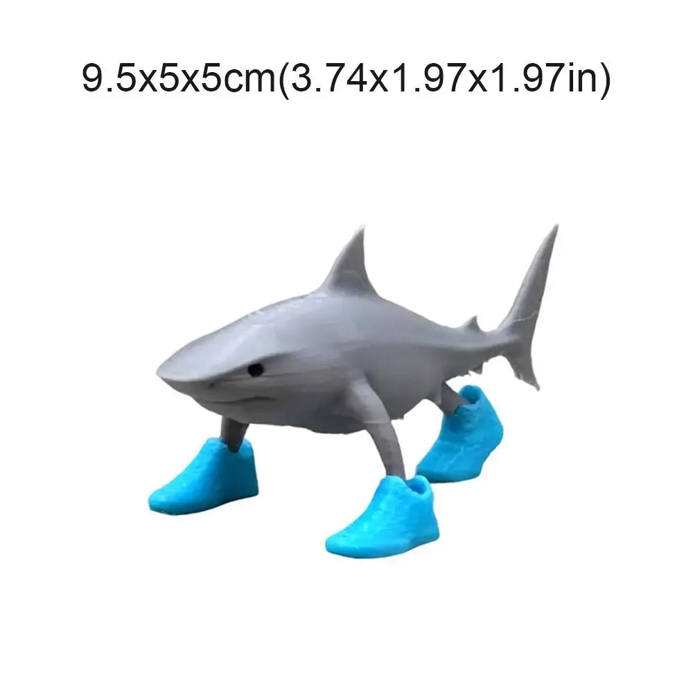 Desk Decor Wear Shoes Sharks 3D Printed Collectible Shark Figurine Toy Shark in Sneakers Statue Shark Meme Figurines