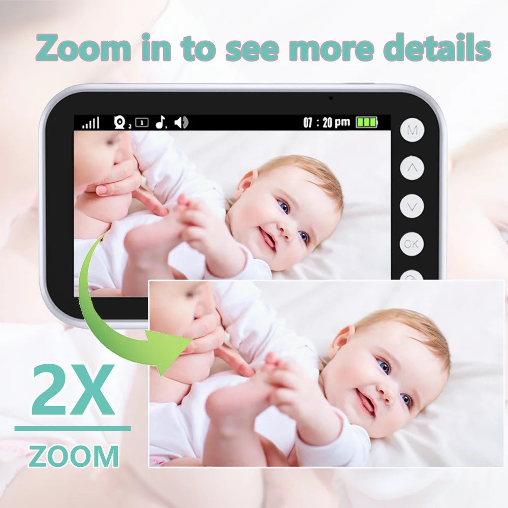 4.3 Inch Baby Monitor with 2000mAh Long Battery Life Video Wireless Camera and Audio Intercom Auto Night Vision Kids Babysitter