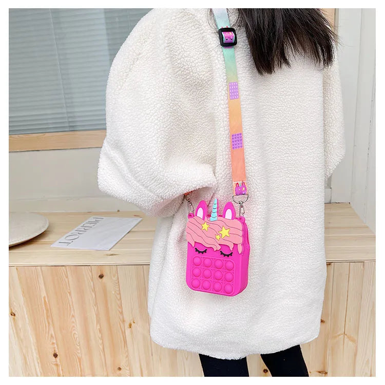 37 styles Fidget Toys Silicone Push Bubble Crossbody Bag Sensory Reliver Autism Adults Kids Handbag Squeeze Toys for Kids gifts