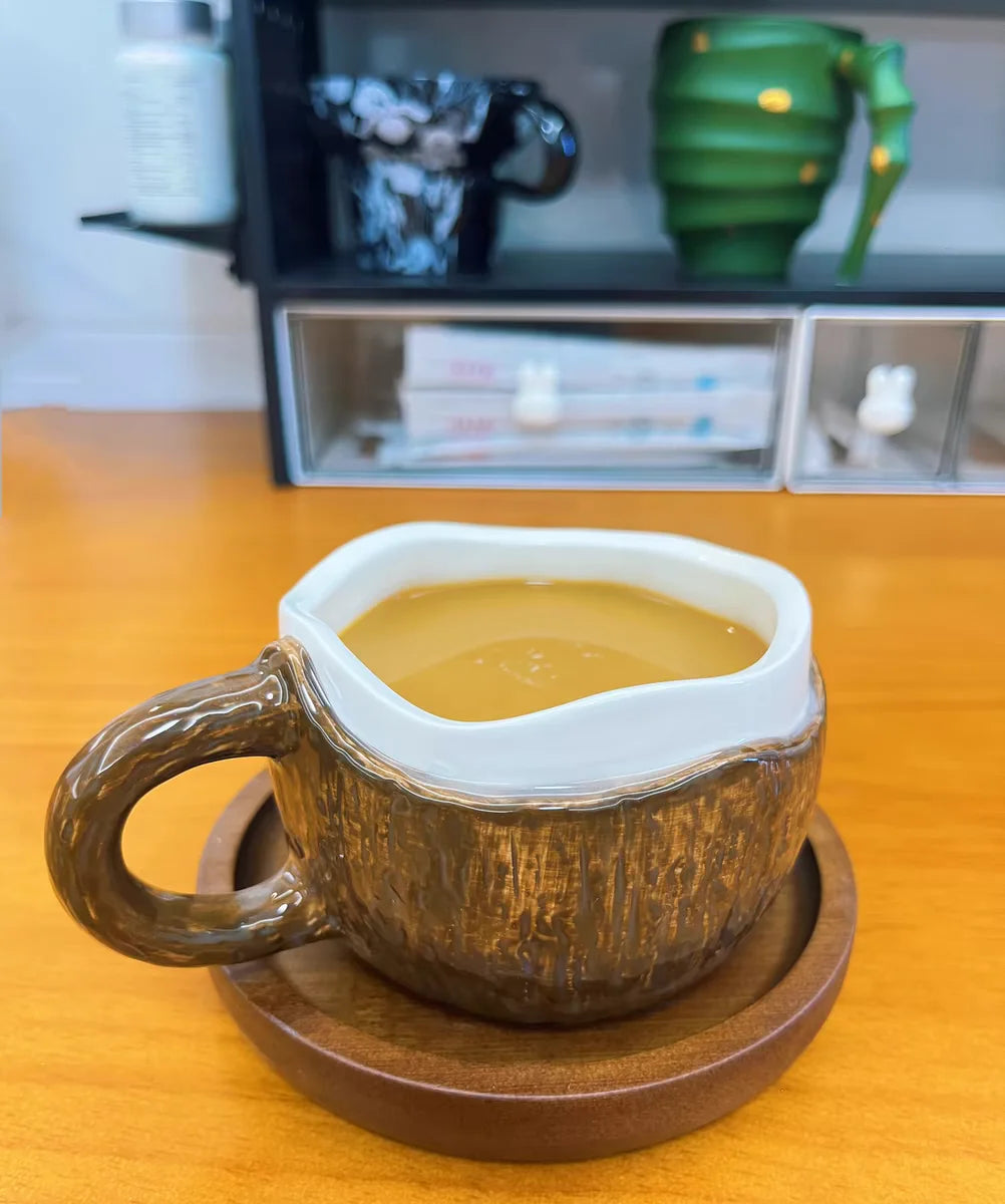 High value ins retro hand-squeezed irregular ceramic mark coconut cup coffee cup oat breakfast water cup