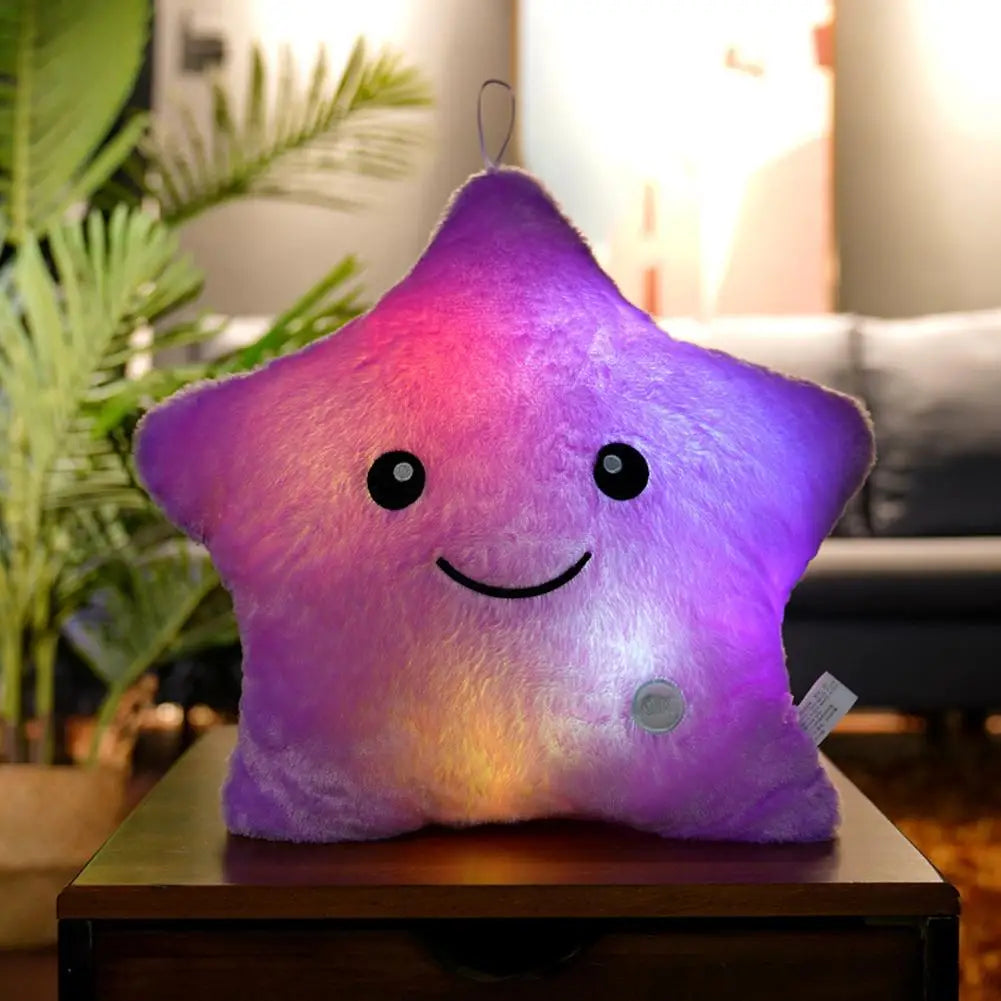 Luminous Star Pillow Stuffed Plush Glowing Colorful Stars Cushion Led Light Toys Gift Creative Toy For Kids (Exclude Battery)