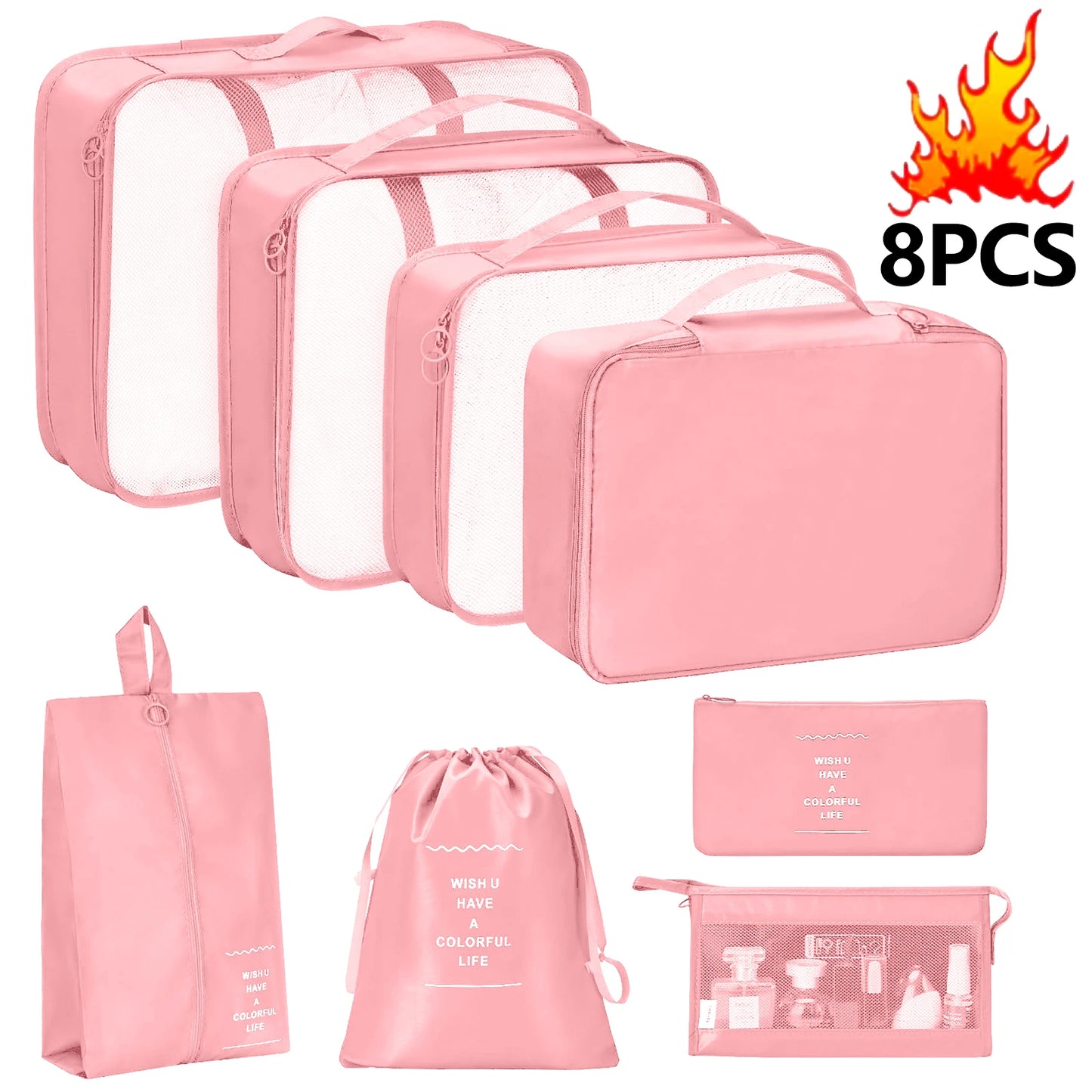 7 Pcs/Set Travel Organizer Storage Bags Suitcase Packing Cubes Set Cases Portable Luggage Clothes Shoe Tidy Pouch Folding.-zmt