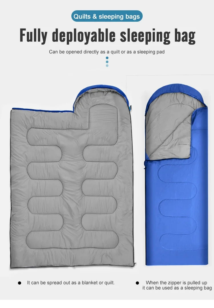 PACOONE Camping Sleeping Bag Lightweight 4 Season Warm Envelope Backpacking Outdoor Cotton Winter Sleeping Bag