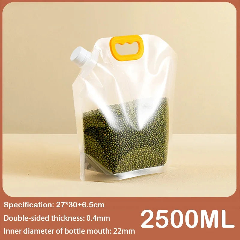 5pcs Grains Sealed Bag Kitchen Insect Proof Moisture Proof Fresh Keeping Storage Bag Recyclable  Transparent Grain Storage Bags