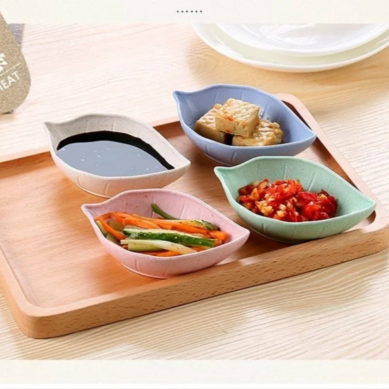 New Nordic Style Leaf Small Plate Food Grade Wheat Straw Seasoning Plate Home Kitchen Vinegar Bowls Soy Sauce Plates Snack Plate