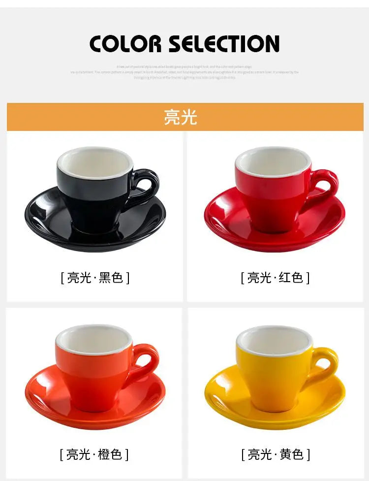 Thickened Ceramic Coffee Cup Set 80ML Italian Espresso Cup Plate Small Cup Colorful with Plate Spoon Drinkware