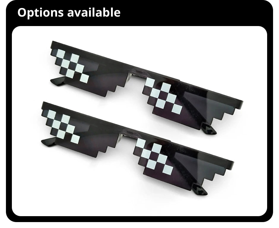 2Pcs Mosaic Sunglasses Cool Party Vintage Shades Eyewear For Men Pixelated Sunglasses Funny Women Glasses