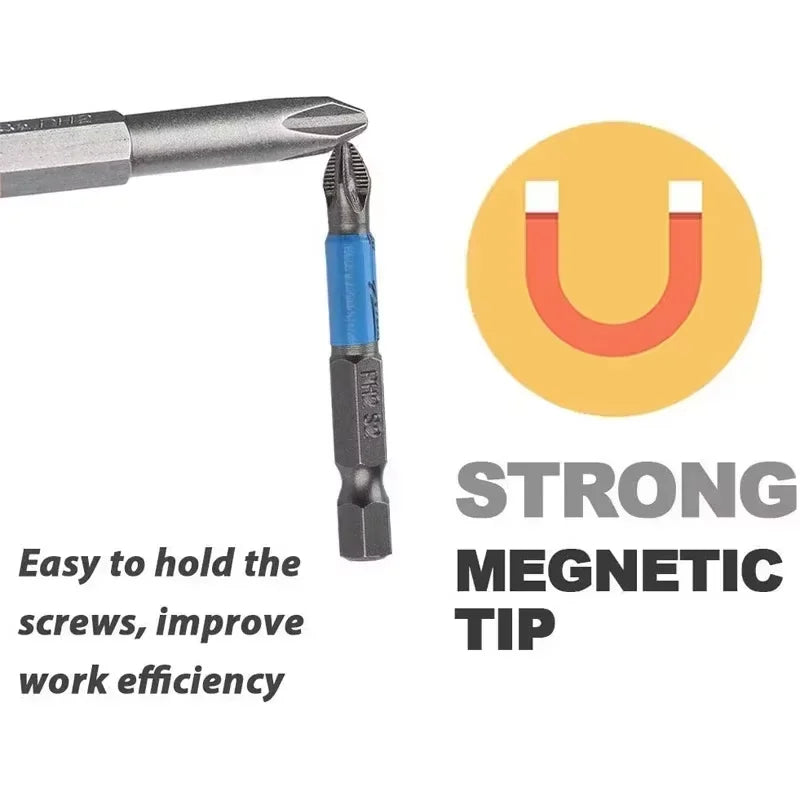 Magnetic Screwdriver Bit Set PH1 PH2 PH3 PZ1 PZ2 PZ3 Anti-skid 1/4 Hexagonal Shank Suitable for hand drill tools Accessories Par