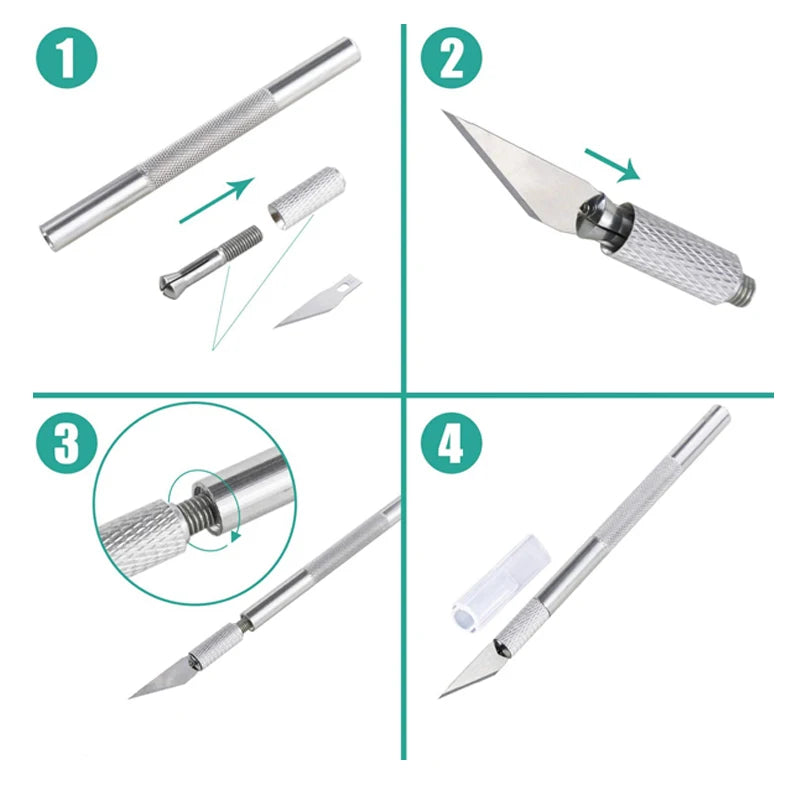 100/50pcs Knife DIY Wood Carving Fruit Food Scalpel Craft Sculpture Cutting Tool Metal Engraving Blades Knifes Wood Carving Disc